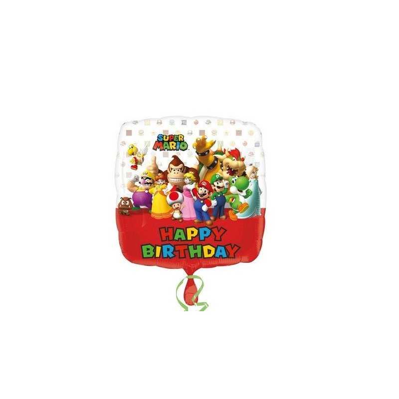 BALLON CARRE MARIO BROS TOUS PERSONNAGES 43 CM