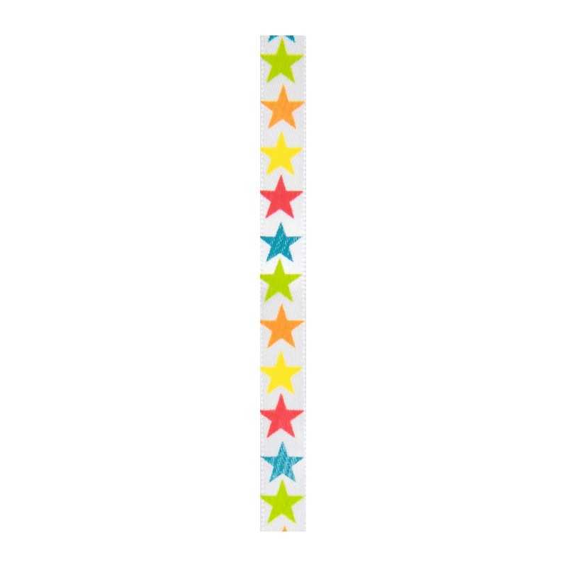 RUBAN TISSUS ETOILES MULTICOLORES