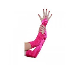 GANTS SATINES PLISSES AVEC ATTACHE DOIGT FUSCHIA