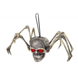 ARAIGNEE TETE DE MORT AVEC YEUX ROUGE 14 CM