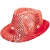 CHAPEAU PAILLETTE AVEC LED ROUGE