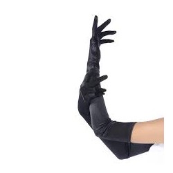 PAIRE DE GANTS LONGS 58CM POLYESTER QUALITE SUPERIEUR NOIR
