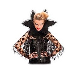 CAPE DENTELLE AVEC COLERETTE NOIR
