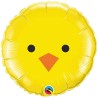 BALLON METALLIQUE SMILEY TETE DE POUSSIN JAUNE 46 CM
