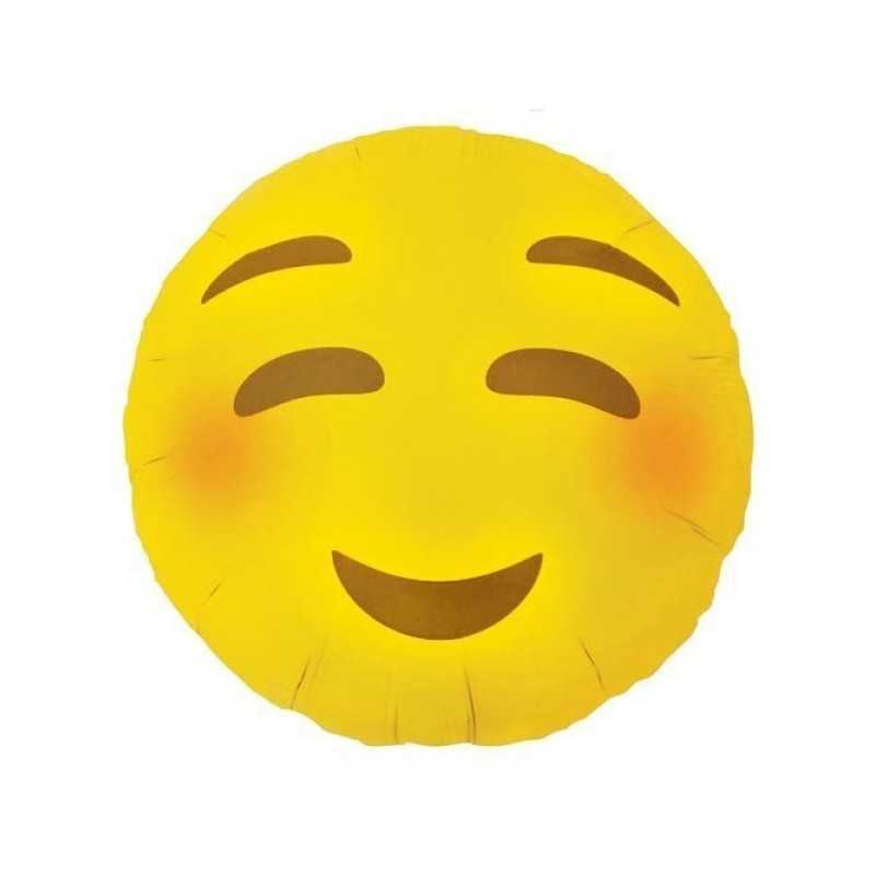 BALLON METALLIQUE SMILEY EMOJI BLUSHING 46 CM