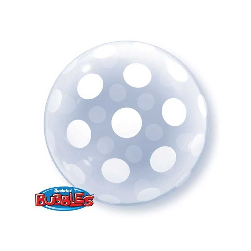 BALLON DECO BUBBLES BIG POLKA MOTIFS POIS BLANC 51 CM