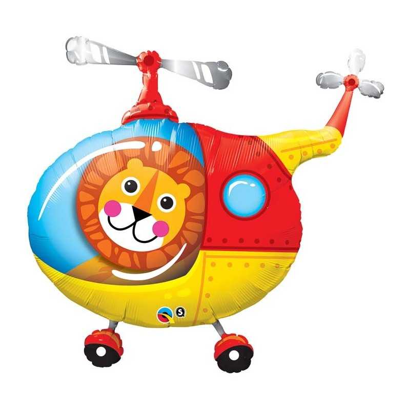 BALLON METALLIQUE HELICOPTERE LION CIRQUE 89 CM