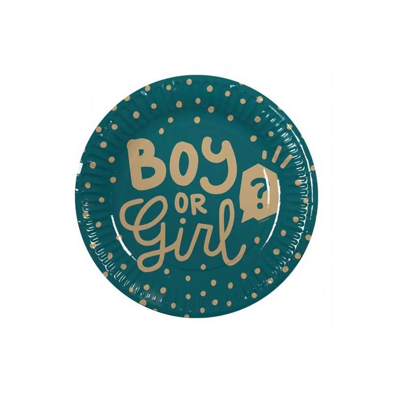 10 ASSIETTES BOY OR GIRL EN CARTON BIODEGRADABLE 23 CM