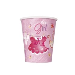 8 GOBELETS IT'S A GIRL PETITS HABITS ROSE