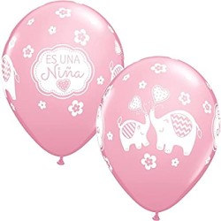 10 BALLONS LATEX ES UNA NINA ROSE