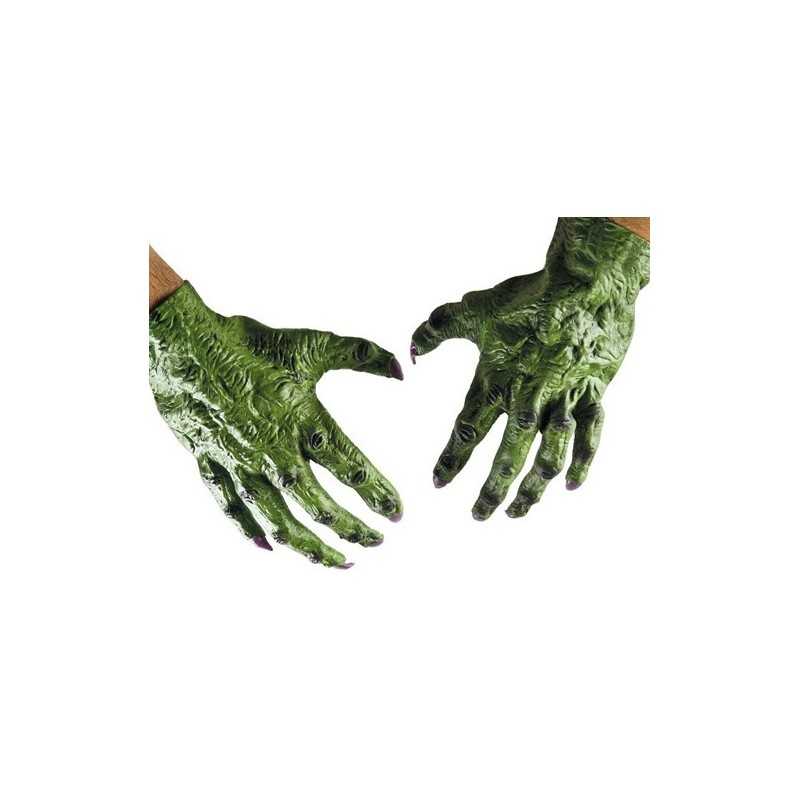 GANTS EXTRATERRESTRES VERTS AVEC ONGLES VIOLETS