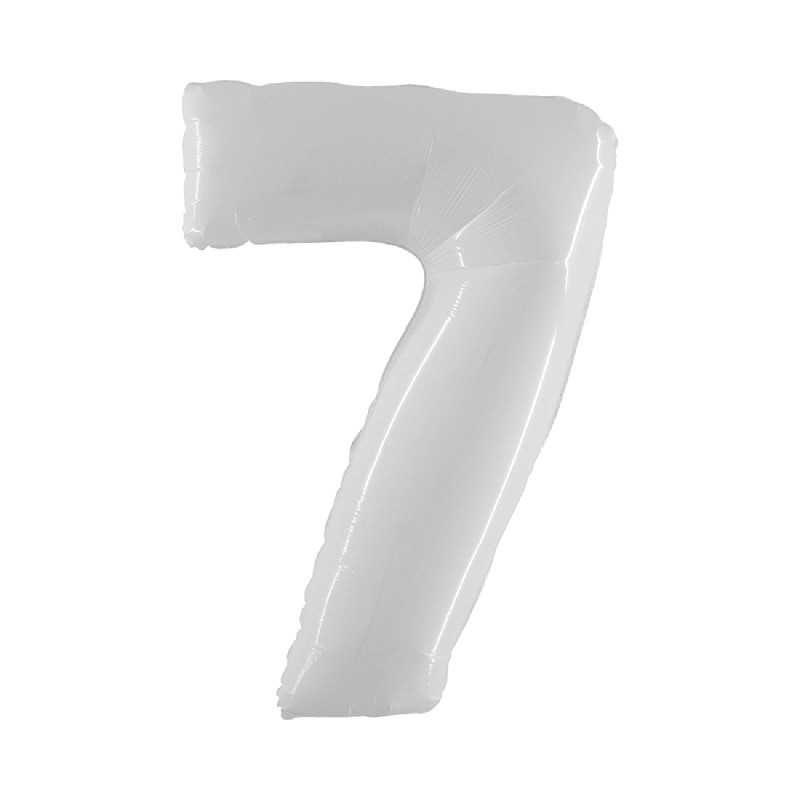 BALLON METALLIQUE CHIFFRE 7 100CM BLANC
