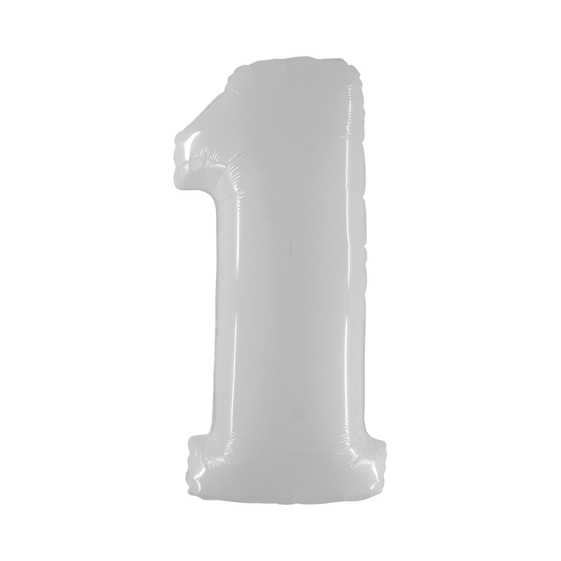 BALLON METALLIQUE CHIFFRE 1 BLANC 100 CM