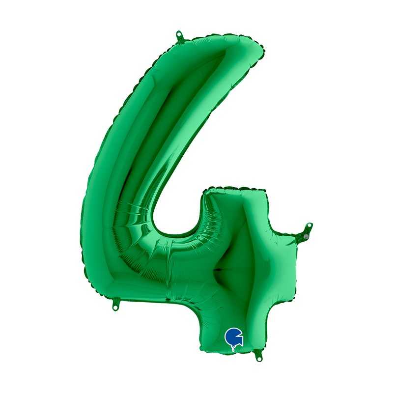 BALLON METALLIQUE CHIFFRE 4 100 CM VERT METAL
