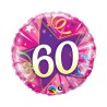 BALLON METALLIQUE ANNIVERSAIRE CHIFFRE 60 ROSE ET VIOLET 46 CM