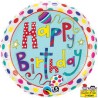 BALLON METALLIQUE ROND RACHEL HAPPY BIRTHDAY 46 CM