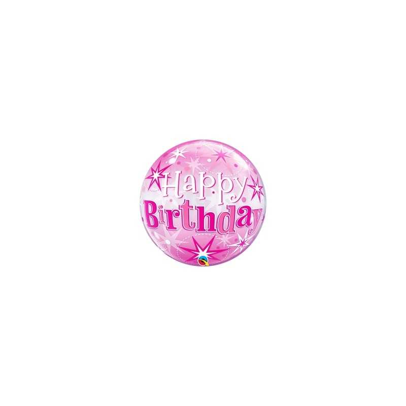 BALLON BUBBLES HAPPY BIRTHDAY ROSE 56 CM