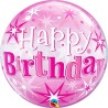 BALLON BUBBLES HAPPY BIRTHDAY ROSE 56 CM