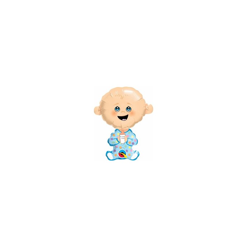 BALLON METALLIQUE BEBE TENANT UN BIBERON BLEU 97CM