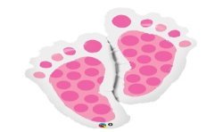 BALLON METALLIQUE PIED BLANC ET ROSE 89CM
