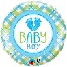 BALLON METALLIQUE ROND BABY BOY PETITS PIEDS BLEU 46 CM