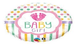 BALLON METALLIQUE ROND BABY GIRL PETITS PIEDS ROSE 46 CM