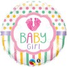 BALLON METALLIQUE ROND BABY GIRL PETITS PIEDS ROSE 46 CM
