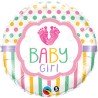 BALLON METALLIQUE ROND BABY GIRL PETITS PIEDS ROSE 46 CM