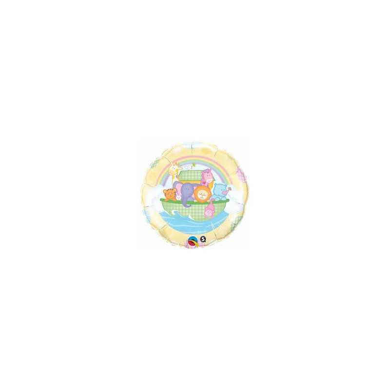BALLON METALLIQUE ROND ANIMAUX SAFARI BEBE 46 CM