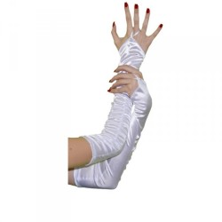 LONGS GANTS BLANC SANS DOIGTS AVEC FRONCES