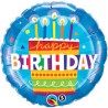 BALLON METALLIQUE ROND GATEAU HAPPY BIRTHDAY BLEU 46 CM
