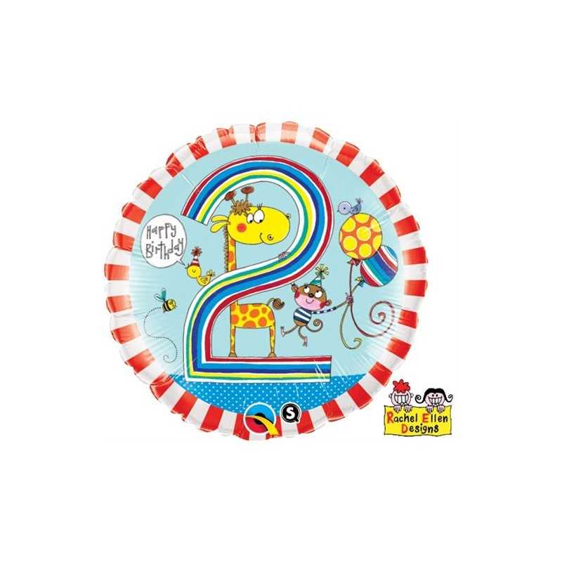 BALLON METALLIQUE RACHEL 2 ANS GIRAFE MULTICOLORE 46 CM