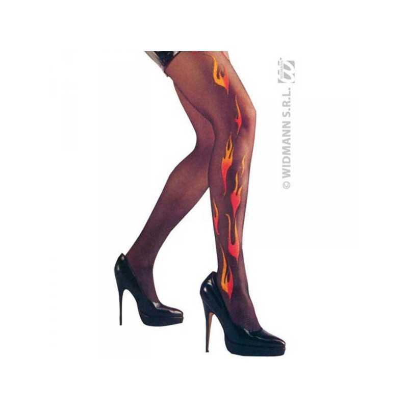 COLLANT NOIR DECOR FLAMMES