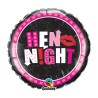 BALLON METALLIQUE ROND NOIR ET FUSCHIA HEN NIGHT 46CM