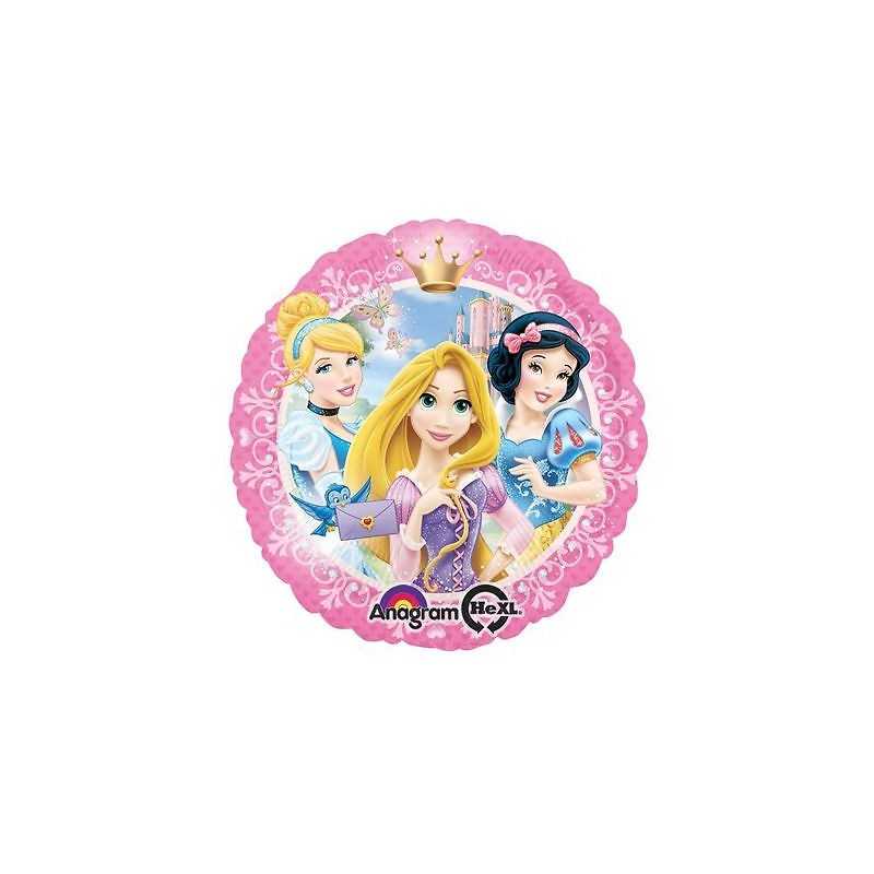 BALLON METALLIQUE ROND CENDRILLON BLANCHE NEIGE ET RAIPONCE 43CM