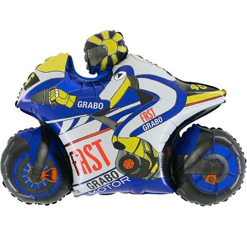 BALLON METALLIQUE MOTO GP BLEU 76 CM