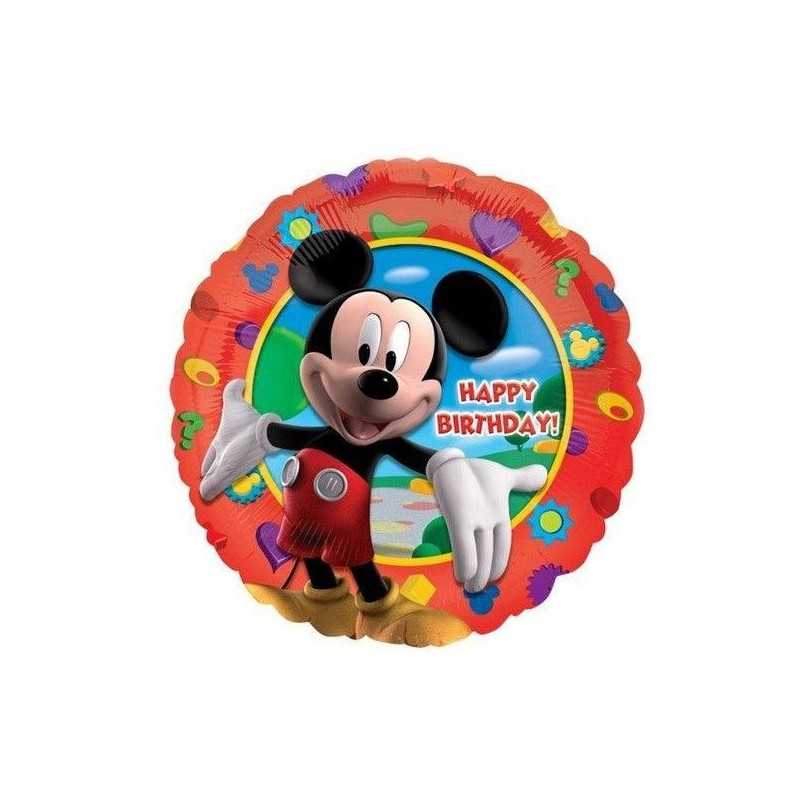 BALLON METALLIQUE ROND MICKEY HAPPY BIRTHDAY 43 CM