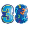 BALLON CHIFFRE MULTICOLORE JR.SHAPE CHIFFRE 3 45 CM