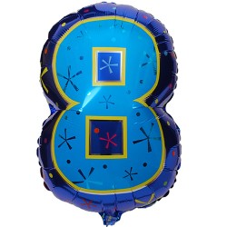 BALLON CHIFFRE MULTICOLORE JR.SHAPE CHIFFRE 8 45 CM
