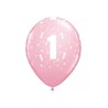 6 BALLONS QUALATEX IMPRIME ETOILES 11" 1 AN ROSE