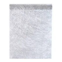 CHEMIN DE TABLE FANON METALLIQUE ARGENT