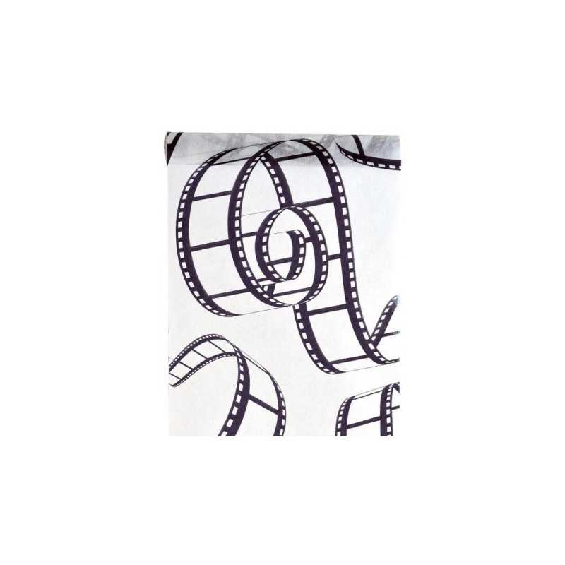 CHEMIN DE TABLE CINEMA FOND BLANC ET PELLICULES 30 CM X 5 METRES