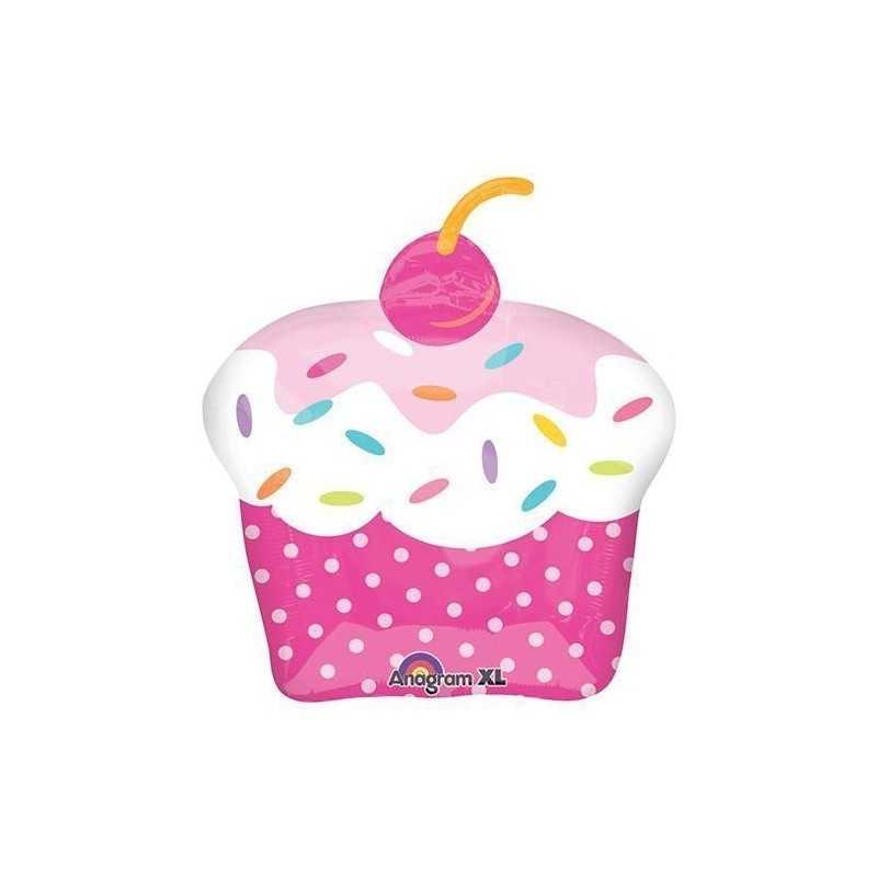 BALLON METALLIQUE CUP CAKE ROSE 48 X 71 CM