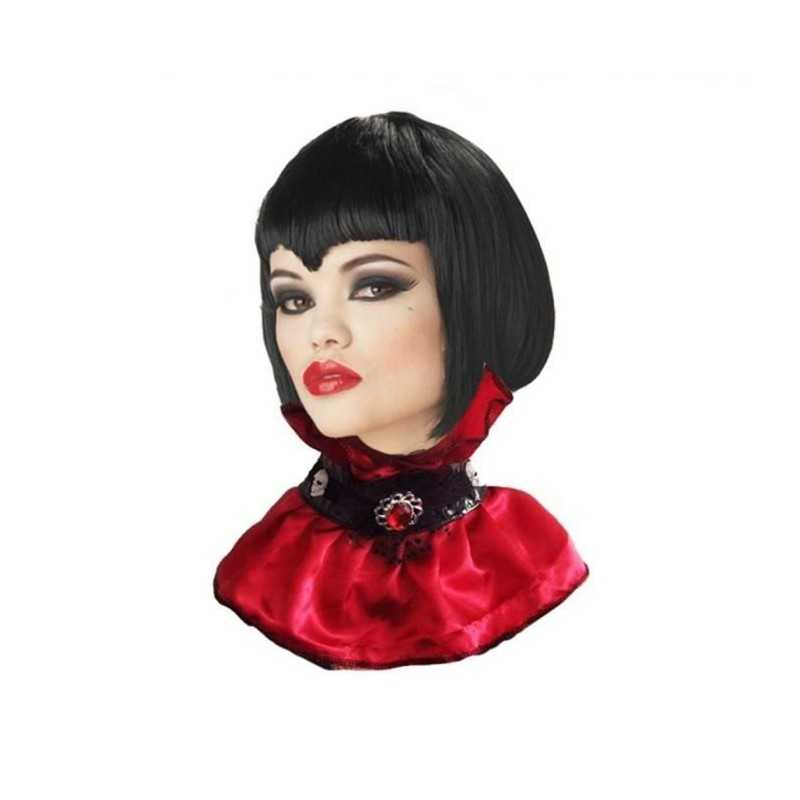 TOUR DE COU OU COL SATINEE A VOLANTS AVEC PIERRE