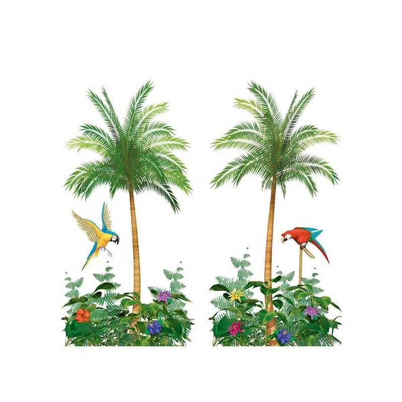 DECOR PERROQUETS / PALMIERS