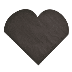 20 SERVIETTES COEUR NOIRES 31.7 X 31.7 CM