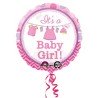 BALLON METALLIQUE ROND BABY GIRL ROSE PETITS HABITS 43CM