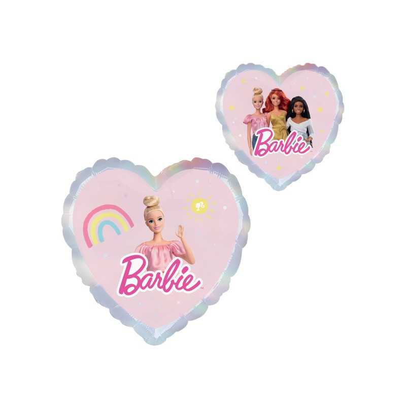 BALLON METALLIQUE COEUR BARBIE 45 CM