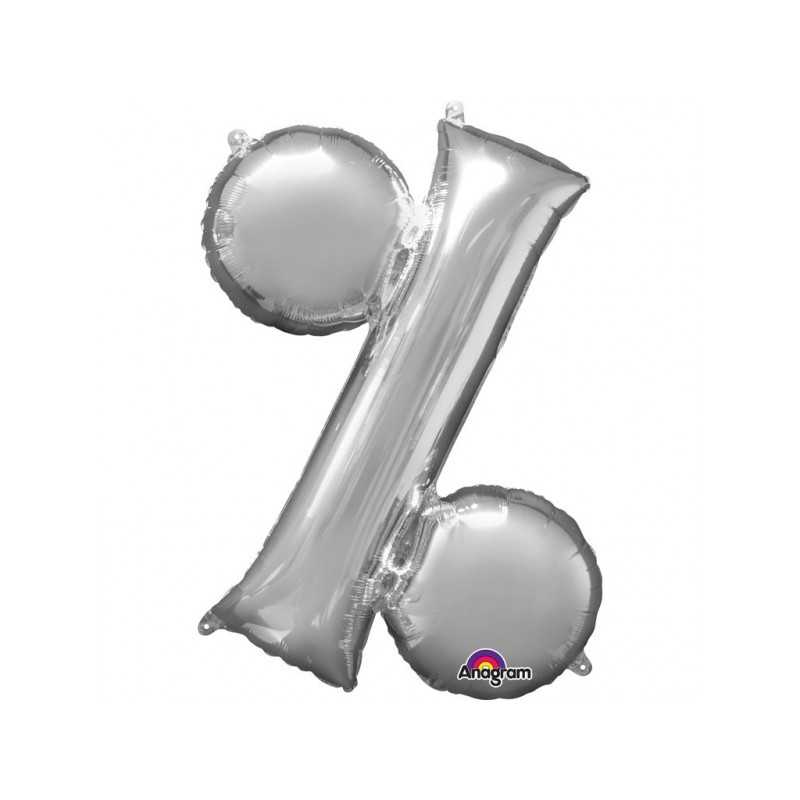 BALLON METALLIQUE 91 CM ARGENT SYMBOLE % POURCENTAGE