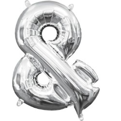 BALLON METALLIQUE MINISHAPE A L'AIR SYMBOLE & ARGENT 36 CM